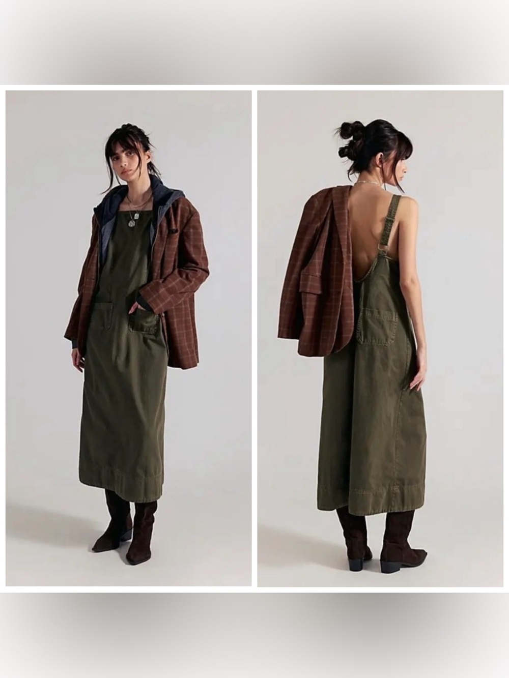 Free People Dex Denim Midi Dress Green Size ‎ Sage Small